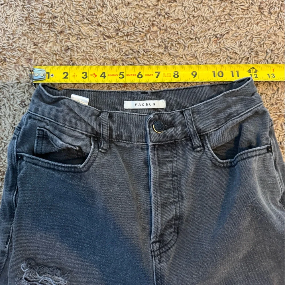 PacSun Gray Black Distressed Denim High Rise Straight Jeans Size 24